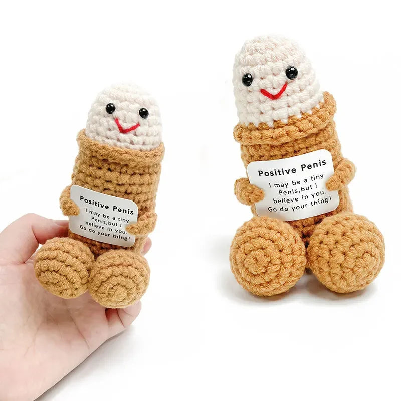 Mini Funny Penis Positive Handmade Crochet Encouragement Card Cheer up Gifts Dick Toys Friends Party Boyfriend Room Decorate